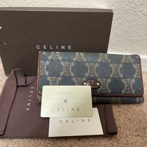 Celine Paris Macadam Wallet Vintage Authentic Denim